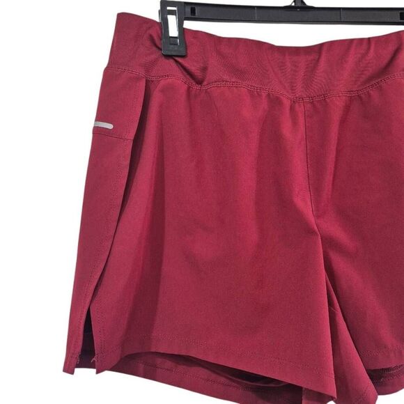 Avia Women's Burgundy Poly/Spandex Split Leg Running Shorts - Picture 2 of 6